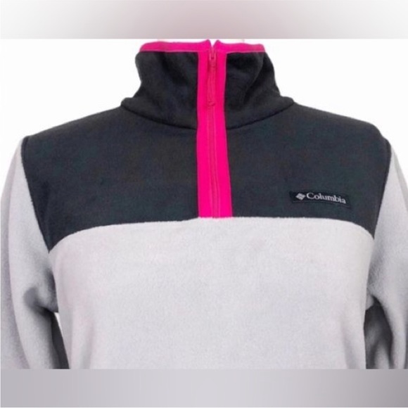 Columbia Gray/Pink Midnight Lake Quarter Zip Up Fleece Long Sleeve Top. Size S - Picture 8 of 10